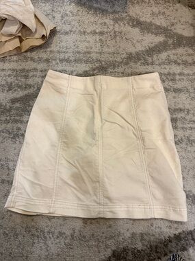 Free People Cream Mini Skirt with Panel Stitching